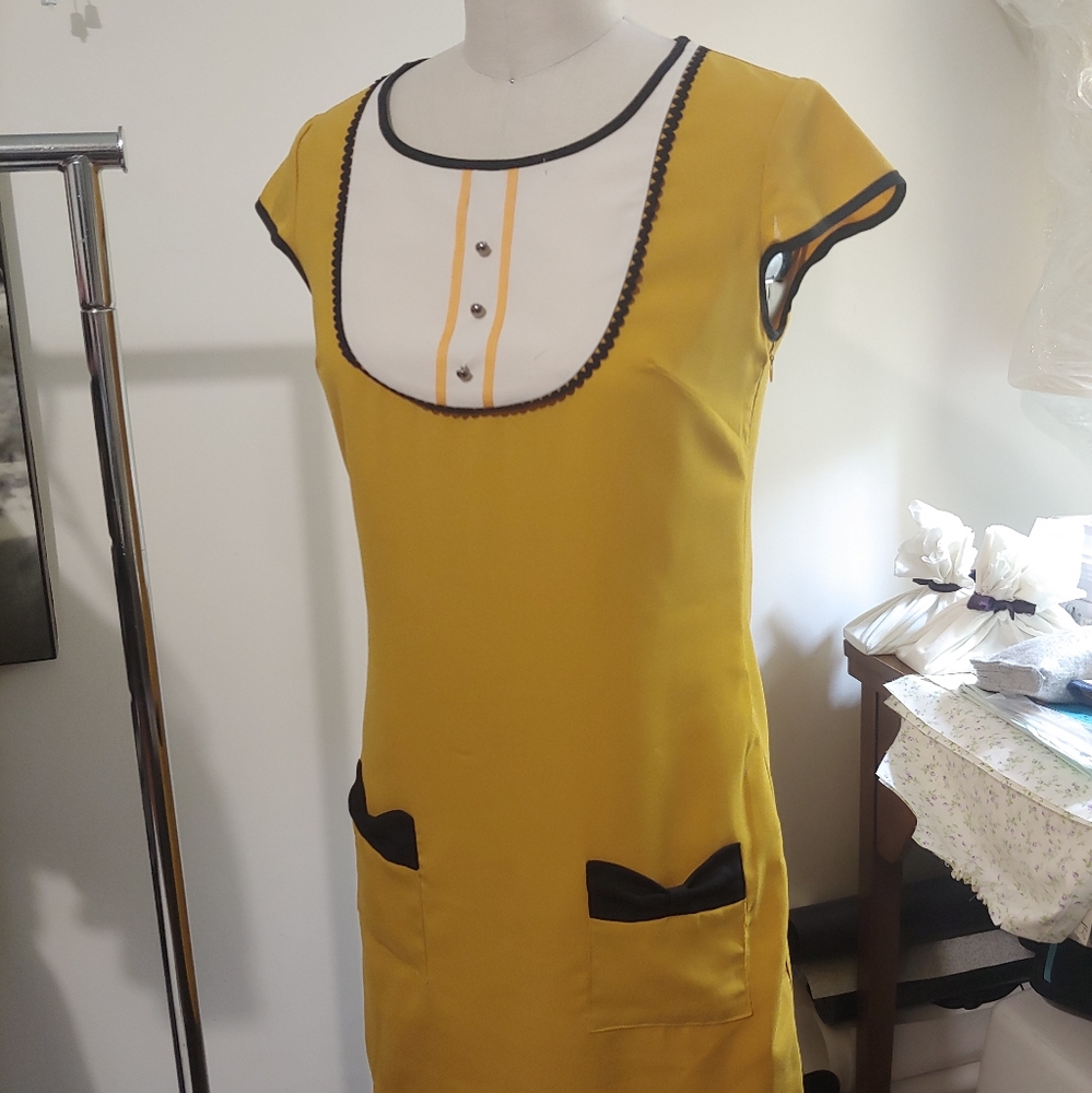 1960's Mustard Yellow Shift Dress